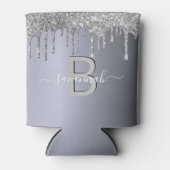 Zilveren glitter glamour glans feestnaam blikjeskoeler (Voorkant)