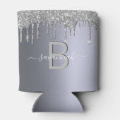 Zilveren glitter glamour glans feestnaam blikjeskoeler (Achterkant)