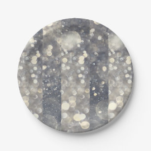 Zilveren Glitter Glamour Mode Glamour Modieus Tren Papieren Bordje
