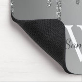 Zilveren Glitter Glans Drip Folie Monogram Naam Muismat (Hoek)