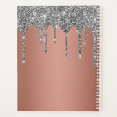 Zilveren Glitter Glans Drip Roze Gouden Monogram Planner (Achterkant)