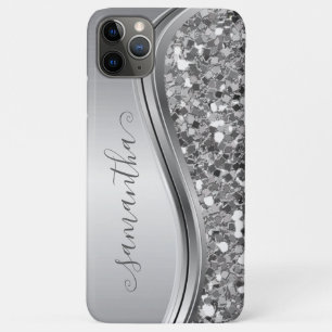 Zilveren Glitter Glans Handgeschreven Persoonlijk Case-Mate iPhone Case