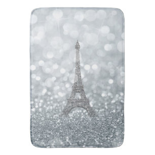 Zilveren Glitter Glans Parijs Eiffeltoren Glamour Badmat