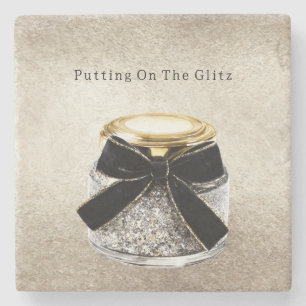 Zilveren Glitter Glanzend Glitter Stenen Onderzetter