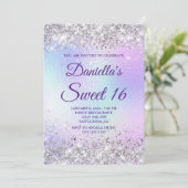 Zilveren Glitter Glanzende Iriserende Folie Sweet  Kaart (Staand voorkant)