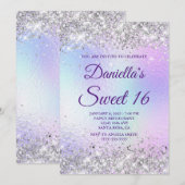 Zilveren Glitter Glanzende Iriserende Folie Sweet  Kaart (Voorkant / Achterkant)