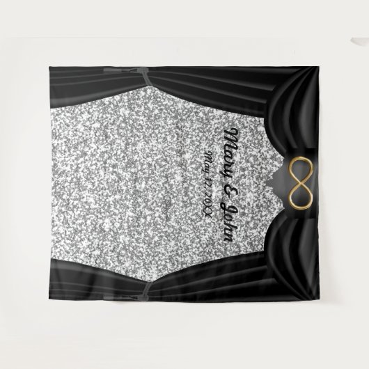 Zilveren Glitter Goud Infinity Zwart Gordijn Wandkleed (Voorkant (horizontaal))