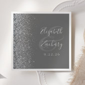 Zilveren Glitter Grijs Bruiloft Servetten