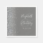 Zilveren Glitter Grijs Bruiloft Servetten (Voorkant)