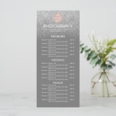 Zilveren Glitter Grijs Logo Fotografiebedrijf Menu (Staand voorkant)