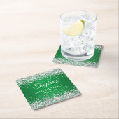 Zilveren Glitter Groen 40ste verjaardag Kartonnen Onderzetters (Insitu)