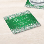 Zilveren Glitter Groen 40ste verjaardag Kartonnen Onderzetters (Schuin)
