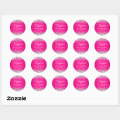 Zilveren Glitter Heet Roze 50ste Verjaardag Ronde Sticker (Vel)