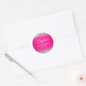 Zilveren Glitter Heet Roze 50ste Verjaardag Ronde Sticker (Envelop)
