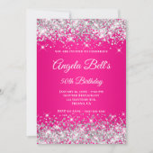 Zilveren Glitter Heet Roze Ombre Fancy Monogram Kaart (Voorkant)