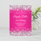 Zilveren Glitter Heet Roze Ombre Fancy Monogram Kaart (Staand voorkant)