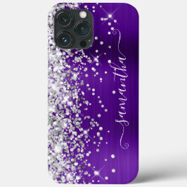 Zilveren Glitter Helder Paarse Meisjesachtige Hand Case-Mate iPhone Case