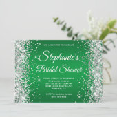 Zilveren Glitter Heldergroene Ombre Fancy Monogram Kaart (Staand voorkant)