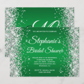 Zilveren Glitter Heldergroene Ombre Fancy Monogram Kaart (Voorkant / Achterkant)