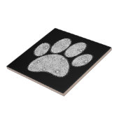 Zilveren Glitter Hond Pawprint Tegeltje (Zijkant)