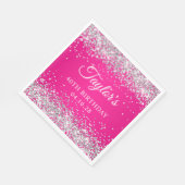 Zilveren Glitter Hot Pink 40th Verjaardag Servet (Hoek)