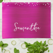 Zilveren Glitter Hot Pink Glam Naam Theedoek (Gevouwen)