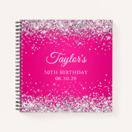 Zilveren Glitter Hot Pink Ombre 50e Verjaardag Gas Notitieboek