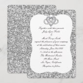 Zilveren Glitter Infinity Hart Bruiloft Uitnodigin Kaart (Voorkant / Achterkant)