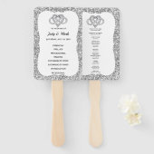 Zilveren Glitter Infinity Hart Trouwprogramma Fans Handwaaier (Voorkant en achterkant)