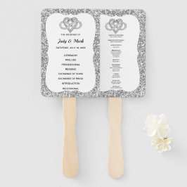 Zilveren Glitter Infinity Hart Trouwprogramma Fans Handwaaier