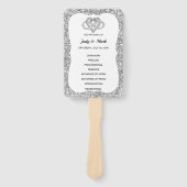 Zilveren Glitter Infinity Hart Trouwprogramma Fans Handwaaier (Voorkant)