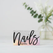 Zilveren Glitter Iriserende Holografische Nail Tec Visitekaartje (Staand voorkant)