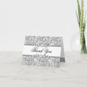 Zilveren Glitter & Jewel Bedankkaart
