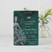 Zilveren Glitter Jurk, Diamonds Groen Sweet 15 In Kaart (Staand voorkant)