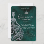 Zilveren Glitter Jurk, Diamonds Groen Sweet 15 In Kaart (Voorkant)