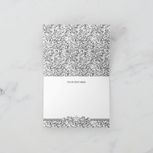 Zilveren glitter & juweel bedankkaart (Binnen)