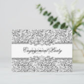 Zilveren Glitter & Juweel Bruiloft RSVP Kaart (Staand voorkant)