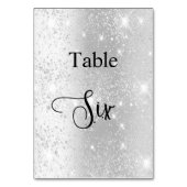 Zilveren glitter kalligrafie tabel zes 6 kaart (Voorkant)
