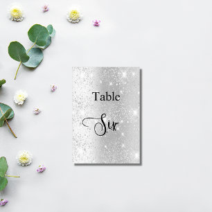 Zilveren glitter kalligrafie tabel zes 6 kaart