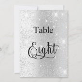 Zilveren glitter kalligrafie tafel acht 8 kaart (Voorkant)