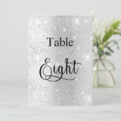 Zilveren glitter kalligrafie tafel acht 8 kaart (Staand voorkant)