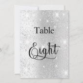 Zilveren glitter kalligrafie tafel acht 8 kaart (Achterkant)