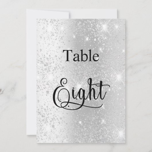 Zilveren glitter kalligrafie tafel acht 8 kaart (Achterkant)