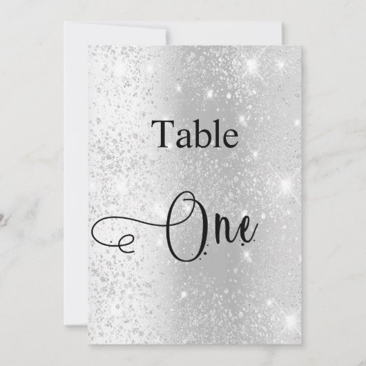 Zilveren glitter kalligrafie tafel een kaart (Voorkant)