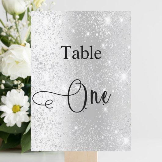 Zilveren glitter kalligrafie tafel een kaart