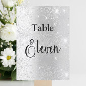 Zilveren glitter kalligrafie tafel elf 11 kaart