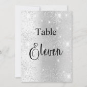 Zilveren glitter kalligrafie tafel elf 11 kaart (Voorkant)