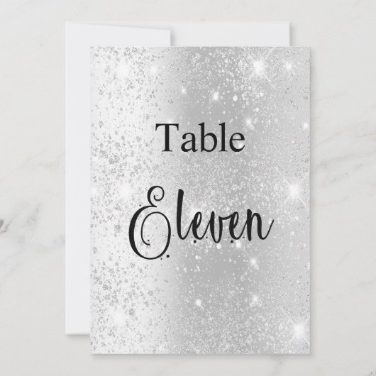 Zilveren glitter kalligrafie tafel elf 11 kaart (Achterkant)