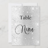 Zilveren glitter kalligrafie tafel negen 9 kaart (Achterkant)