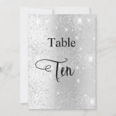 Zilveren glitter kalligrafie tafel tien 10 kaart (Voorkant)